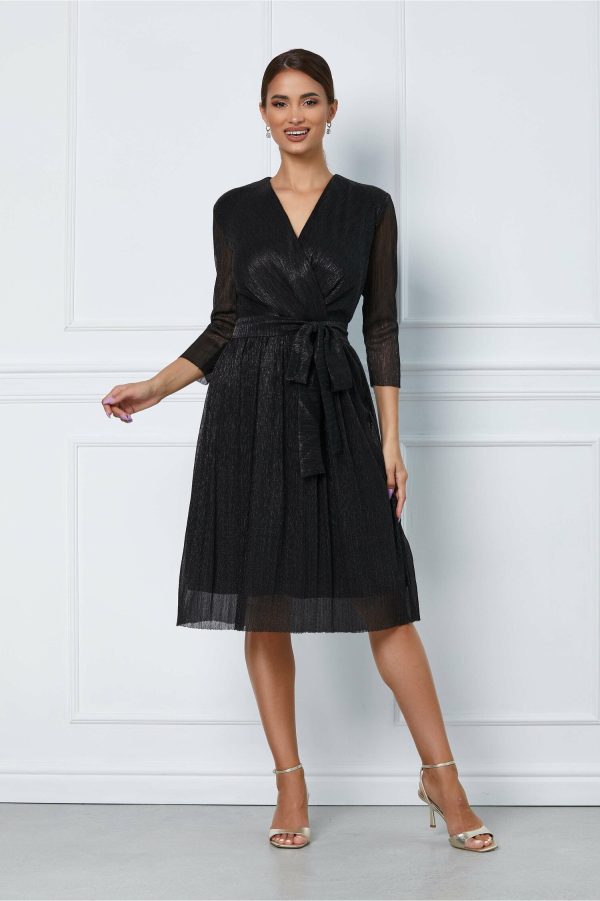 Rochie Ella Collection Argentina neagra cu fir lurex stralucitor