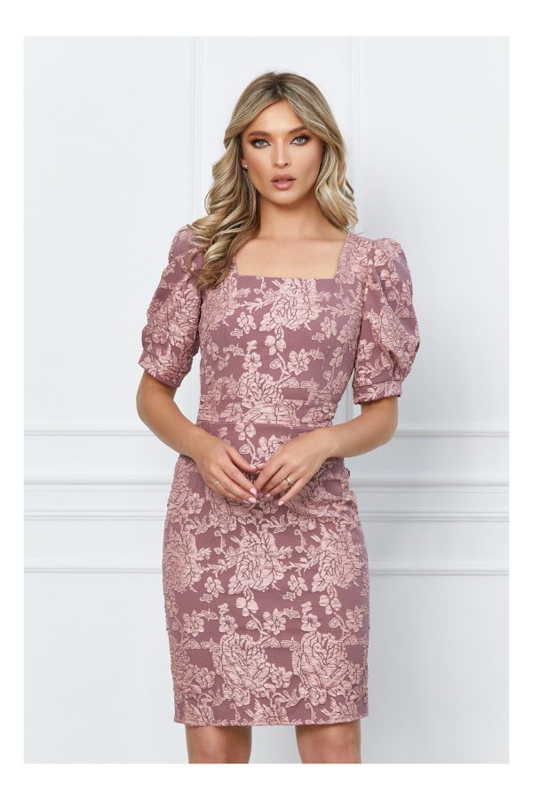 Rochie Ella Collection Corina roz cu imprimeu floral