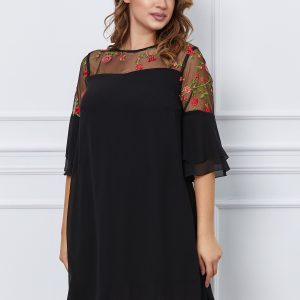 rochie-ella-collection-doina-neagra-cu-flori-rosii-si-maneci-tip-clopot-1053162-852579-4.jpeg Rochie Ella Collection Doina neagra cu flori rosii si maneci tip clopot