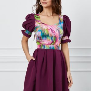 rochie-ella-collection-felicia-mov-cu-imprimeu-colorat-la-bust-1015308-821733-4.jpeg Rochie Ella Collection Felicia mov cu imprimeu colorat la bust