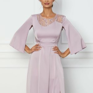 Rochie Ella Collection roz cu paiete la decolteu si talie