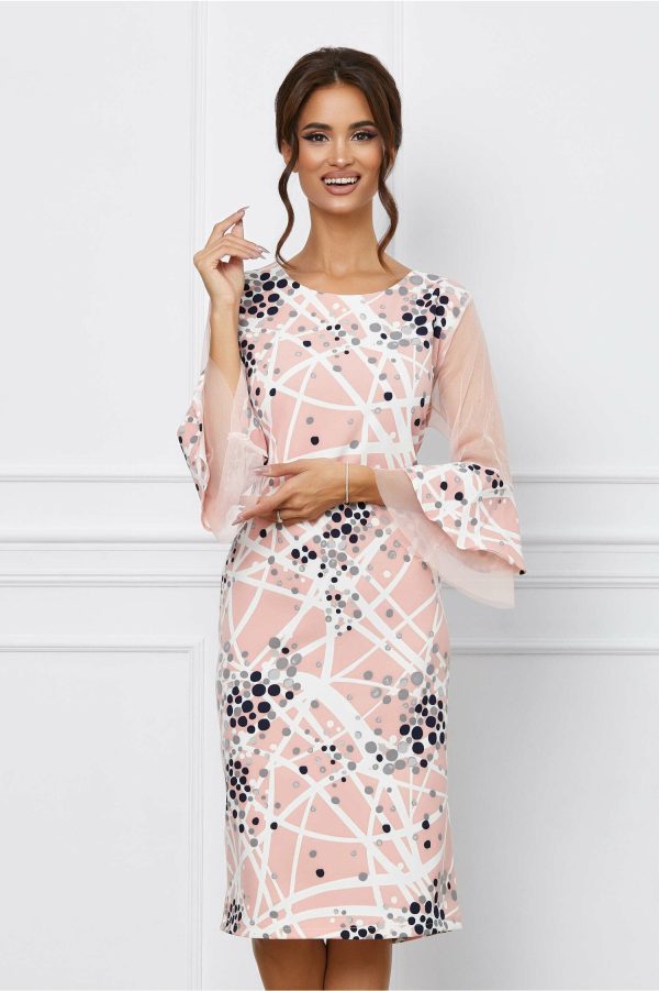 rochie-flavia-roz-cu-imprimeu-in-dungi-si-buline-1067586-860715-4.jpeg Rochie Flavia roz cu imprimeu in dungi si buline