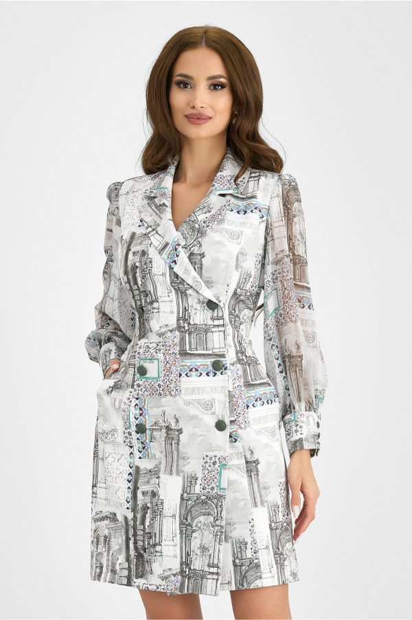 Rochie Herra kaki city print tip sacou
