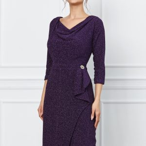 Rochie Ilinca mov din lurex cu decolteu adanc