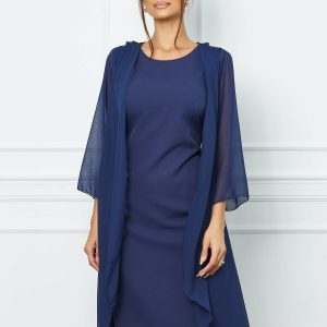 Rochie Isidor bleumarin cu capa detasabila
