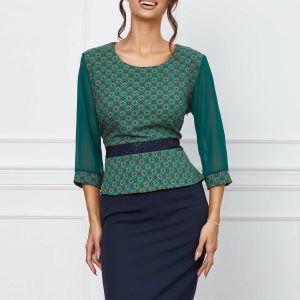 rochie-jamila-bleumarin-cu-bust-verde-si-imprimeu-floral-1067319-861900-4.jpeg Rochie Jamila bleumarin cu bust verde si imprimeu floral