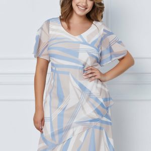 rochie-kara-alba-cu-imprimeuri-bleu-si-bej-1057713-854826-4.jpeg Rochie Kara alba cu imprimeuri bleu si bej