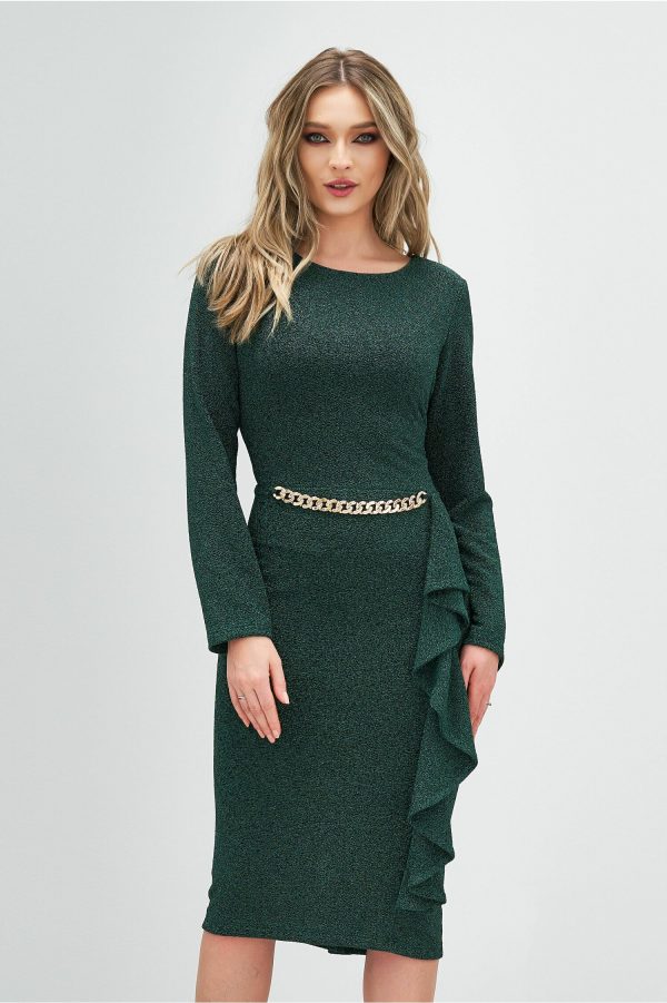 rochie-karina-verde-cu-accesoriu-tip-lant-si-fronseuri-in-talie-990603-798591-4.jpeg Rochie Karina verde cu accesoriu tip lant si fronseuri in talie