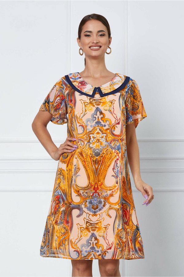 Rochie Karolin cu imprimeu divers orange
