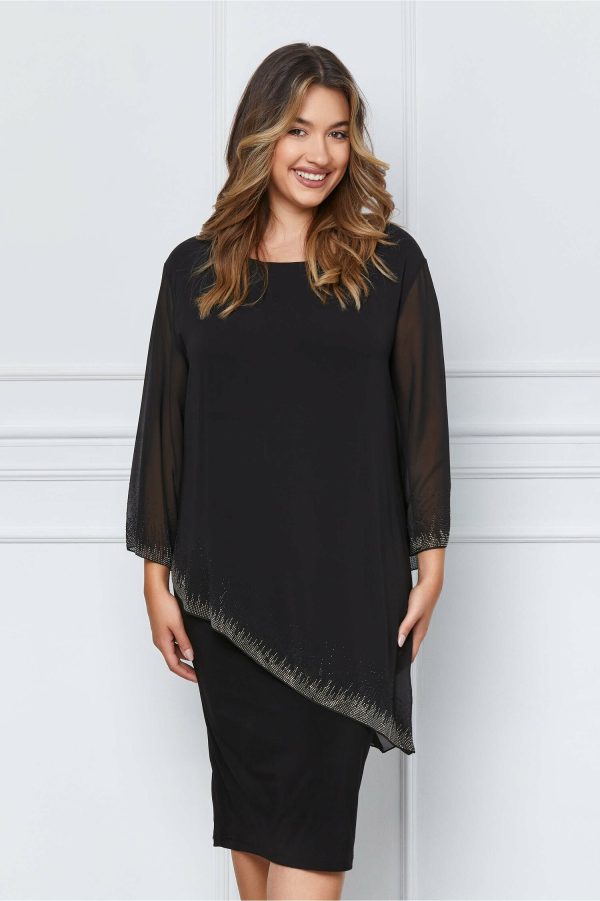 Rochie Katia neagra din voal cu aplicatii stralucitoare