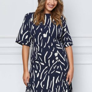rochie-kyra-bleumarin-cu-imprimeu-alb-si-pliuri-la-baza-1072155-864249-4.jpeg Rochie Kyra bleumarin cu imprimeu alb si pliuri la baza