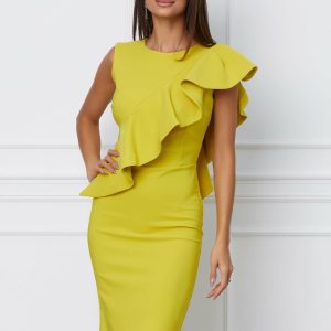 rochie-ladonna-galbena-cu-volan-pe-o-parte-1063047-857553-4.jpeg Rochie LaDonna galbena cu volan pe o parte