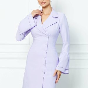 Rochie LaDonna lila tip sacou cu maneci clopot