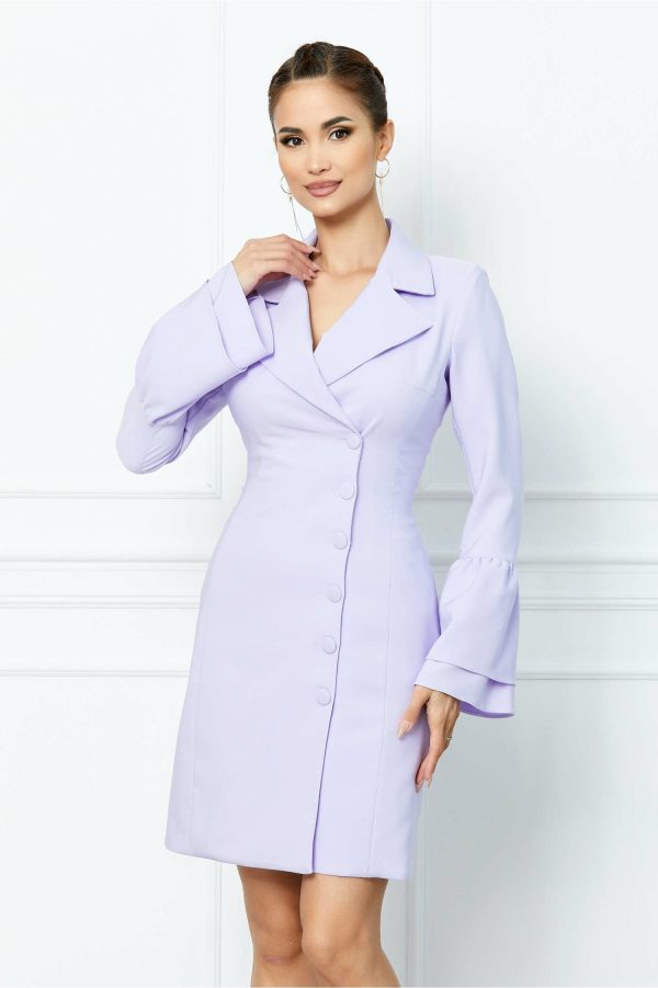 Rochie LaDonna lila tip sacou cu maneci clopot