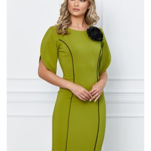rochie-ladonna-verde-cu-benzi-negre-si-accesoriu-floare-maxi-1031670-833694-4.jpeg Rochie LaDonna verde cu benzi negre si accesoriu floare maxi