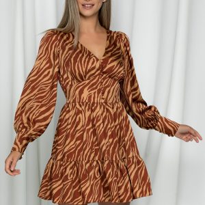 rochie-ladonna-zebra-maro-cu-volanase-la-baza-946410-758220-4.jpeg Rochie LaDonna zebra maro cu volanase la baza