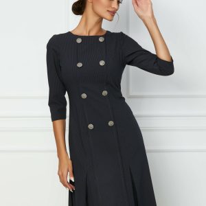 rochie-linda-neagra-cu-dungi-si-nasturi-decorativi-1073892-867573-4.jpeg Rochie Linda neagra cu dungi si nasturi decorativi