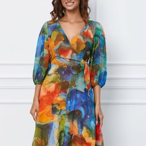 rochie-mara-albastru-si-orange-cu-decolteu-petrecut-1050579-847542-4.jpeg Rochie Mara albastru si orange cu decolteu petrecut
