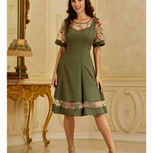 rochie-mara-kaki-cu-broderie-florala-colorata-1045065-843735-4.jpeg Rochie Mara kaki cu broderie florala colorata