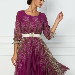 rochie-mara-magenta-cu-imprimeuri-florale-bej-1072641-867663-4.jpeg Rochie Mara magenta cu imprimeuri florale bej