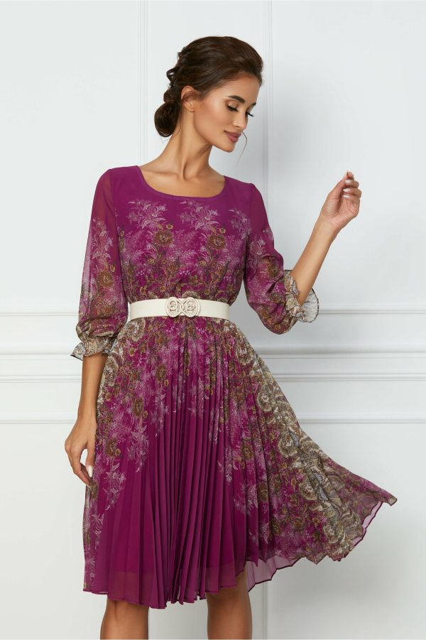 rochie-mara-magenta-cu-imprimeuri-florale-bej-1072641-867663-4.jpeg Rochie Mara magenta cu imprimeuri florale bej