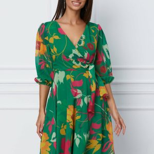 rochie-mara-verde-cu-flori-fucsia-si-decolteu-petrecut-1063017-857733-4.jpeg Rochie Mara verde cu flori fucsia si decolteu petrecut