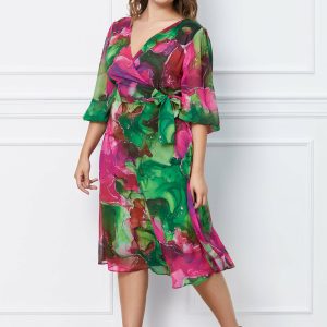 rochie-mara-verde-si-fucsia-cu-decolteu-petrecut-1050279-848946-4.jpeg Rochie Mara verde si fucsia cu decolteu petrecut