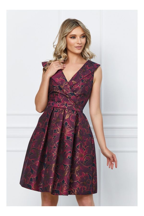 rochie-mariposa-magenta-din-brocard-cu-imprimeu-floral-906255-833961-4.jpeg Rochie Mariposa magenta din brocard cu imprimeu floral