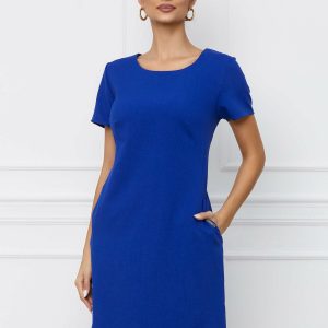 Rochie Marisa albastru royal cu buzunare