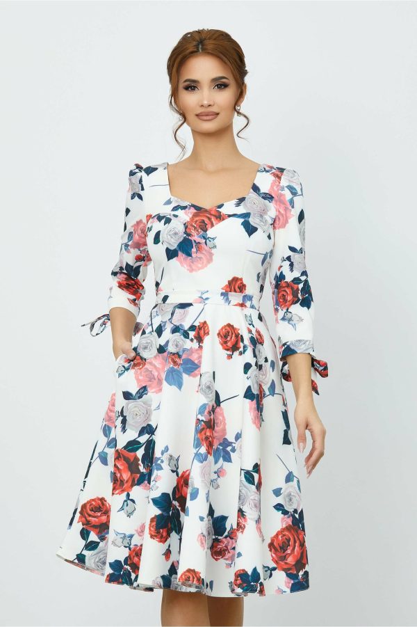 rochie-mbg-alba-cu-imprimeu-floral-si-banda-in-talie-1002501-808245-4.jpeg Rochie MBG alba cu imprimeu floral si banda in talie