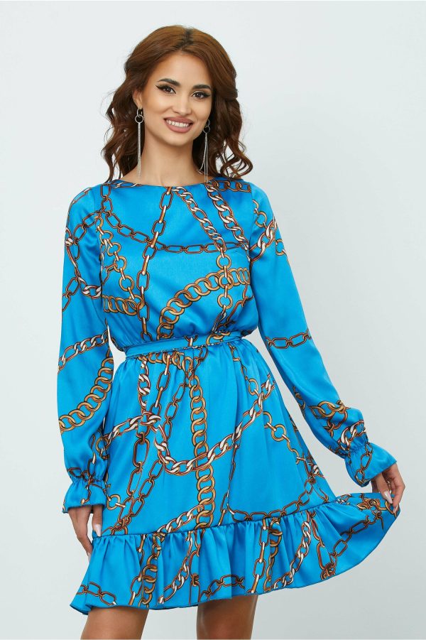 Rochie MBG albastra cu imprimeu chain