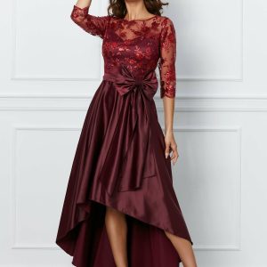 Rochie MBG asimetrica bordo cu dantela la bust
