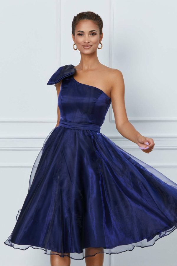 Rochie MBG bleumarin cu funda pe umar