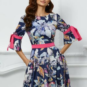 rochie-mbg-bleumarin-cu-imprimeu-multicolor-si-funde-la-maneci-1010934-815445-4.jpeg Rochie MBG bleumarin cu imprimeu multicolor si funde la maneci