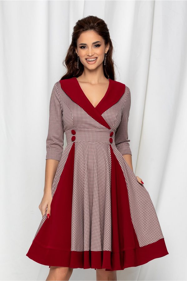 Rochie MBG bordo cu imprimeu picior de cocos