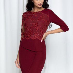 Rochie MBG bordo cu paiete la bust