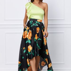 rochie-mbg-cu-bust-verde-si-fusta-neagra-inflorata-1053378-850407-4.jpeg Rochie MBG cu bust verde si fusta neagra inflorata