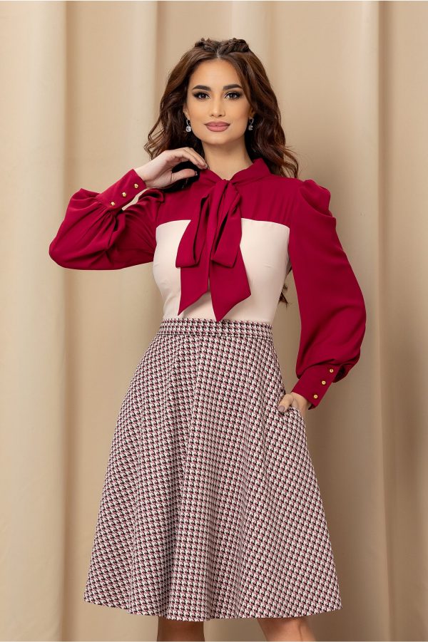 Rochie MBG cu imprimeu picior de cocos roz-magenta