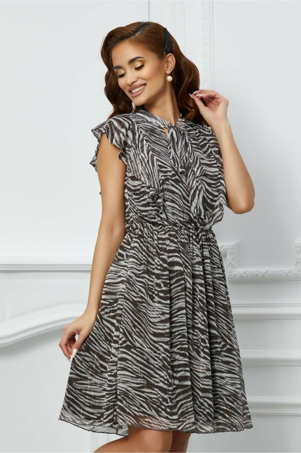 Rochie MBG gri cu animal print