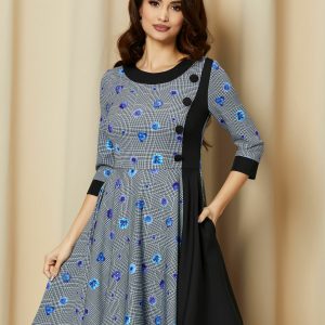 rochie-mbg-gri-in-carouri-cu-flori-albastre-951117-791871-4.jpeg Rochie MBG gri in carouri cu flori albastre
