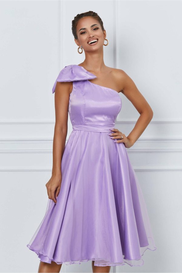 Rochie MBG lila cu funda pe umar