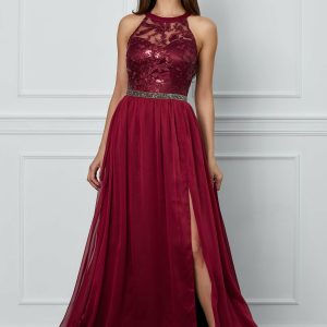 rochie-mbg-lunga-bordo-cu-bust-din-dantela-brodata-si-talie-marcata-915126-826293-4.jpeg Rochie MBG lunga bordo cu bust din dantela brodata si talie marcata