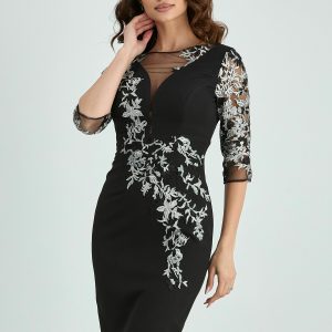 rochie-mbg-neagra-cu-broderie-florala-argintie-1002285-805908-4.jpeg Rochie MBG neagra cu broderie florala argintie