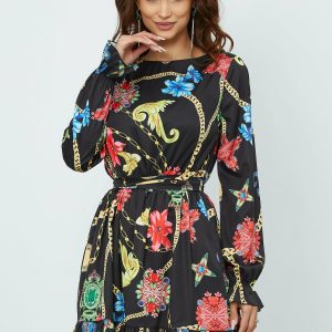 rochie-mbg-neagra-cu-imprimeu-chain-si-flori-colorate-1007442-811923-4.jpeg Rochie MBG neagra cu imprimeu chain si flori colorate
