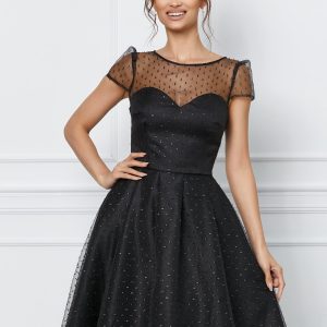 Rochie MBG neagra cu insertii din fir lurex