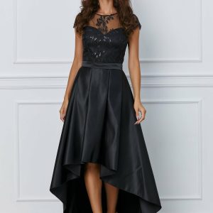 Rochie MBG neagra cu lungime asimetrica