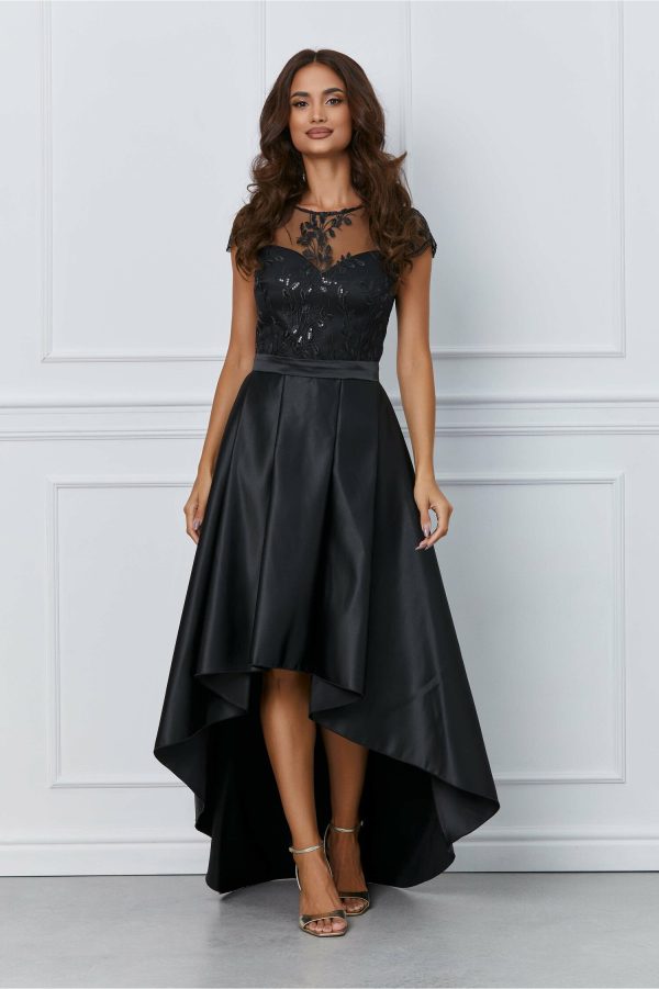 Rochie MBG neagra cu lungime asimetrica