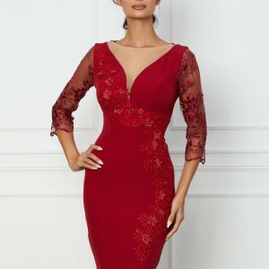 rochie-mbg-rosie-cu-broderie-florala-1074645-868029-4.jpeg Rochie MBG rosie cu broderie florala
