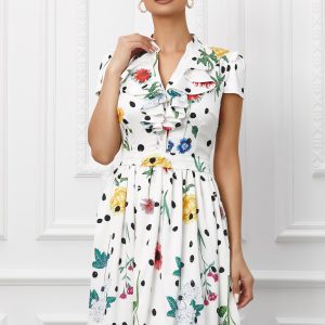 rochie-mbg-satinata-alba-cu-imprimeu-floral-si-buline-1018353-819321-4.jpeg Rochie MBG satinata alba cu imprimeu floral si buline