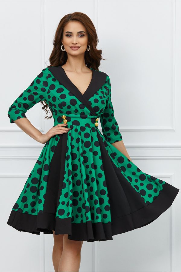 Rochie MBG verde cu buline negre